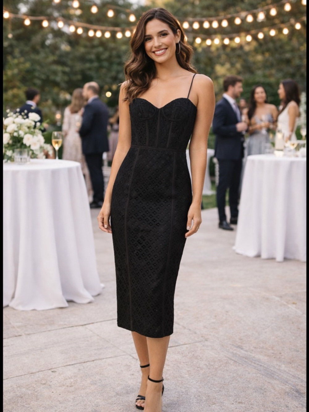 NWT Bardot Women’s‎ Charley Lace Cocktail Midi Dress in Black Size XS